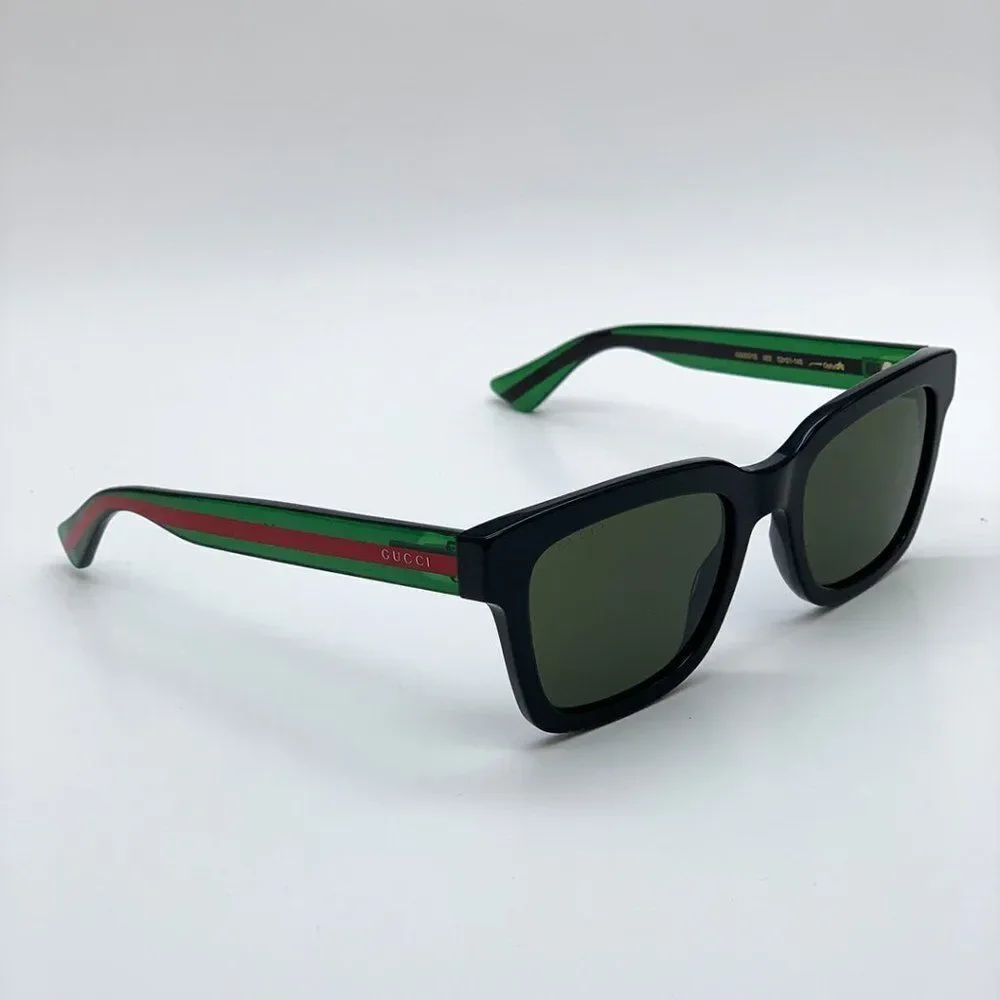 NEW GUCCI GG0001SN 002 Black Green Grey Square Unisex Sunglasses